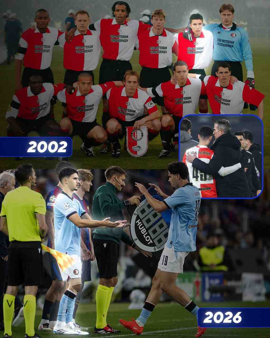 2002年,罗宾·范佩西欧冠首秀;2026年,沙奎尔·范佩西欧冠首秀