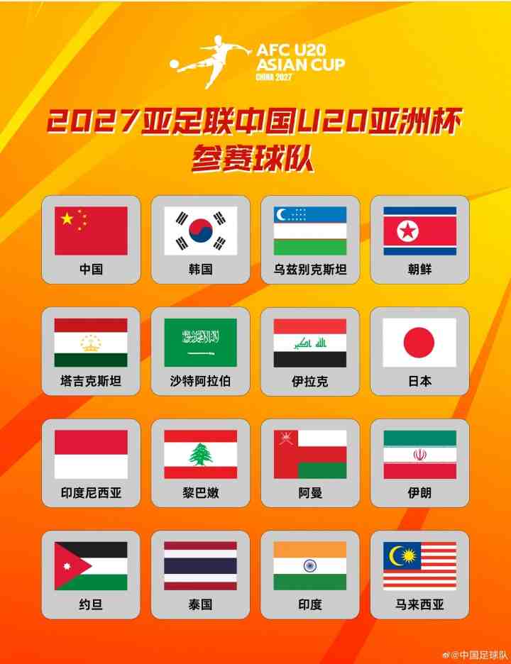 2027亚足联U20亚洲杯决赛阶段参赛球队正式确认✅️